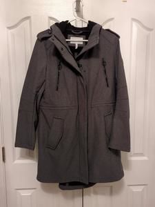 BCBGeneration Lightweight Hooded Trench Coat Grey Size Large in New Condition!